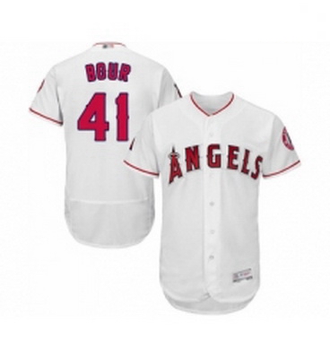 Mens Los Angeles Angels of Anaheim 41 Justin Bour White Home Flex Base Authentic Collection Baseball