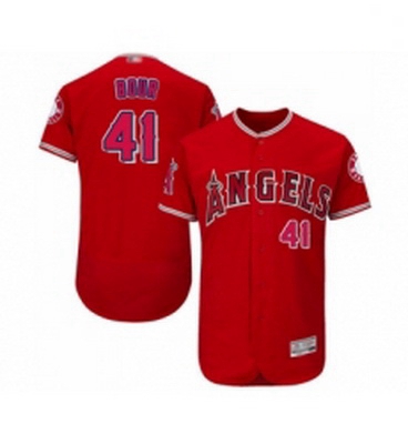 Mens Los Angeles Angels of Anaheim 41 Justin Bour Red Alternate Flex Base Authentic Collection Baseb