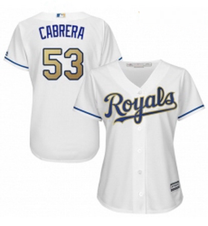 Womens Majestic Kansas City Royals 53 Melky Cabrera Replica White Home Cool Base MLB Jersey