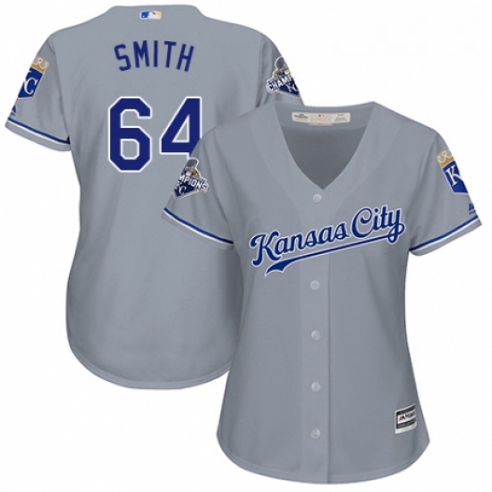 Womens Majestic Kansas City Royals 64 Burch Smith Authentic Grey Road Cool Base MLB Jersey