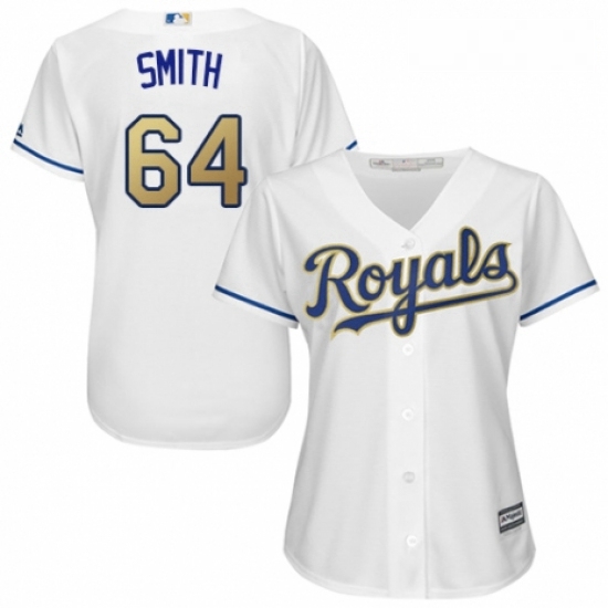 Womens Majestic Kansas City Royals 64 Burch Smith Replica White Home Cool Base MLB Jersey