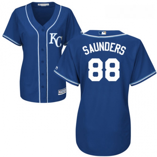 Womens Majestic Kansas City Royals 88 Michael Saunders Authentic Blue Alternate 2 Cool Base MLB Jers