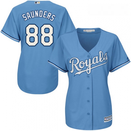 Womens Majestic Kansas City Royals 88 Michael Saunders Authentic Light Blue Alternate 1 Cool Base ML