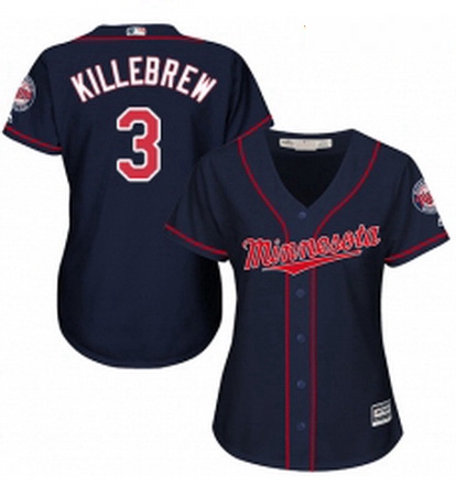 Womens Majestic Minnesota Twins 3 Harmon Killebrew Authentic Navy Blue Alternate Road Cool Base MLB 