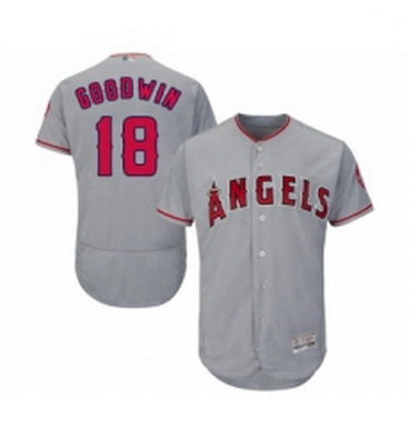 Mens Los Angeles Angels of Anaheim 18 Brian Goodwin Grey Road Flex Base Authentic Collection Basebal