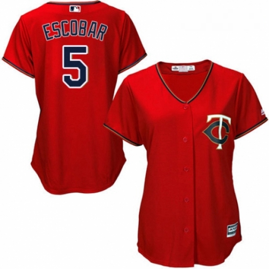 Womens Majestic Minnesota Twins 5 Eduardo Escobar Replica Scarlet Alternate Cool Base MLB Jersey