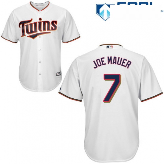 Womens Majestic Minnesota Twins 7 Joe Mauer Replica White Home Cool Base MLB Jersey