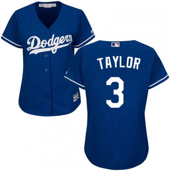 Womens Majestic Los Angeles Dodgers 3 Chris Taylor Authentic Royal Blue Alternate Cool Base MLB Jers