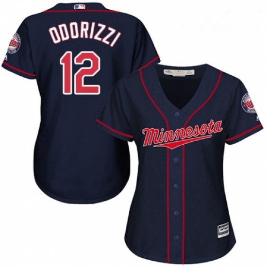 Womens Majestic Minnesota Twins 12 Jake Odorizzi Authentic Navy Blue Alternate Road Cool Base MLB Je