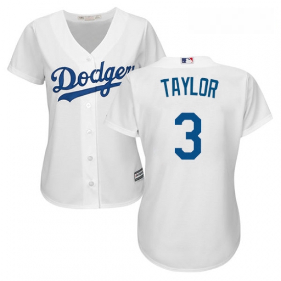 Womens Majestic Los Angeles Dodgers 3 Chris Taylor Authentic White Home Cool Base MLB Jersey