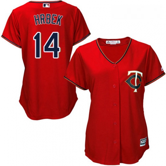 Womens Majestic Minnesota Twins 14 Kent Hrbek Authentic Scarlet Alternate Cool Base MLB Jersey