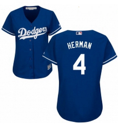 Womens Majestic Los Angeles Dodgers 4 Babe Herman Authentic Royal Blue Alternate Cool Base MLB Jerse