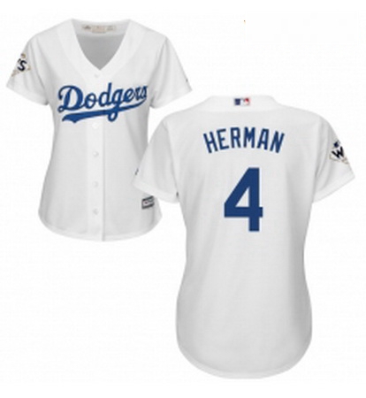 Womens Majestic Los Angeles Dodgers 4 Babe Herman Authentic White Home 2017 World Series Bound Cool 