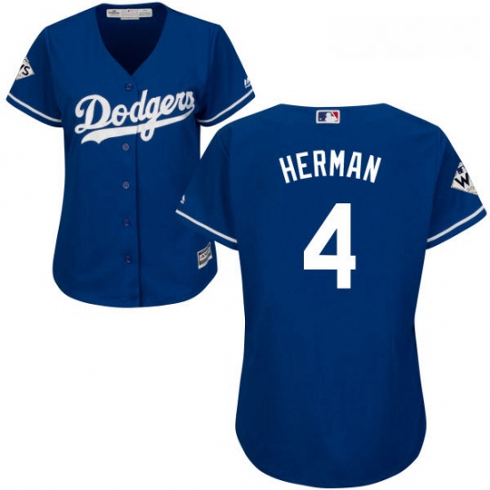 Womens Majestic Los Angeles Dodgers 4 Babe Herman Replica Royal Blue Alternate 2017 World Series Bou