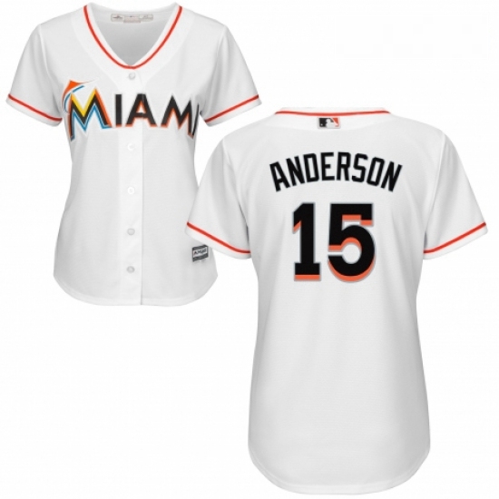 Womens Majestic Miami Marlins 15 Brian Anderson Authentic White Home Cool Base MLB Jersey