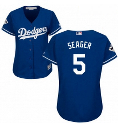 Womens Majestic Los Angeles Dodgers 5 Corey Seager Authentic Royal Blue Alternate 2017 World Series 