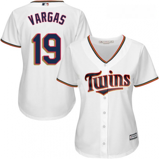 Womens Majestic Minnesota Twins 19 Kennys Vargas Authentic White Home Cool Base MLB Jersey