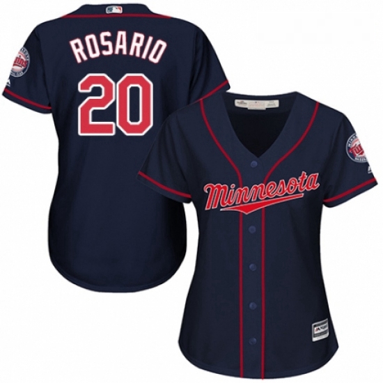 Womens Majestic Minnesota Twins 20 Eddie Rosario Authentic Navy Blue Alternate Road Cool Base MLB Je