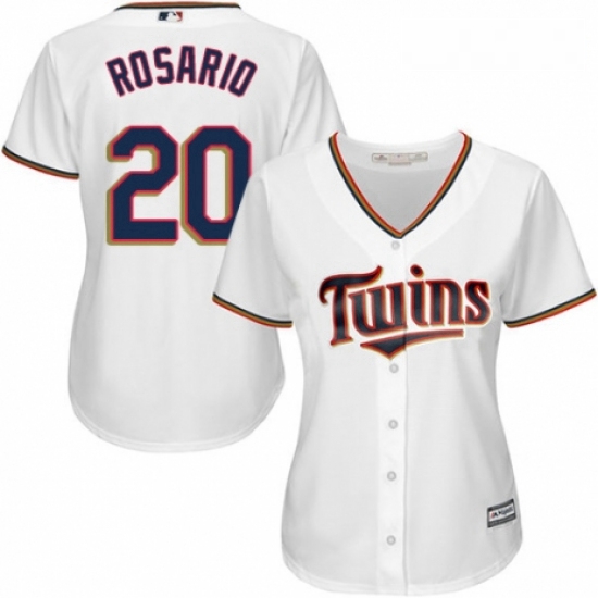 Womens Majestic Minnesota Twins 20 Eddie Rosario Replica White Home Cool Base MLB Jersey