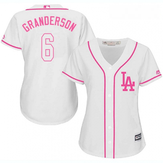 Womens Majestic Los Angeles Dodgers 6 Curtis Granderson Authentic White Fashion Cool Base MLB Jersey