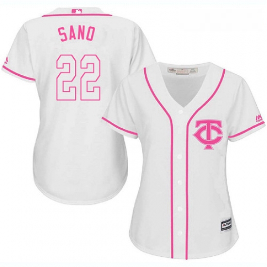 Womens Majestic Minnesota Twins 22 Miguel Sano Authentic White Fashion Cool Base MLB Jersey