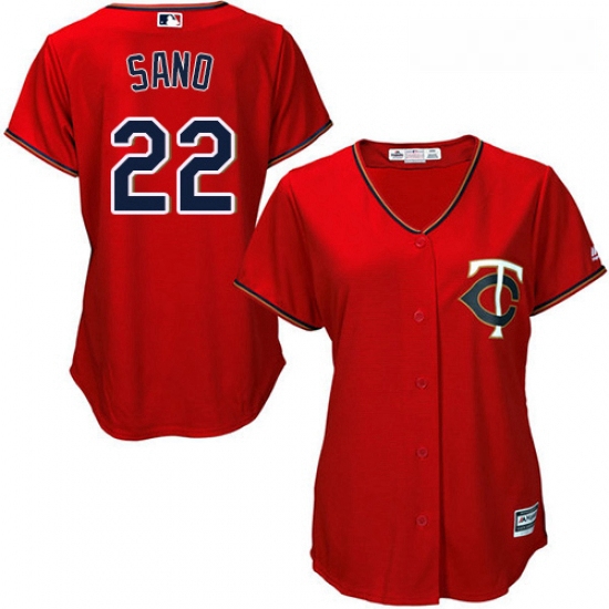 Womens Majestic Minnesota Twins 22 Miguel Sano Replica Scarlet Alternate Cool Base MLB Jersey