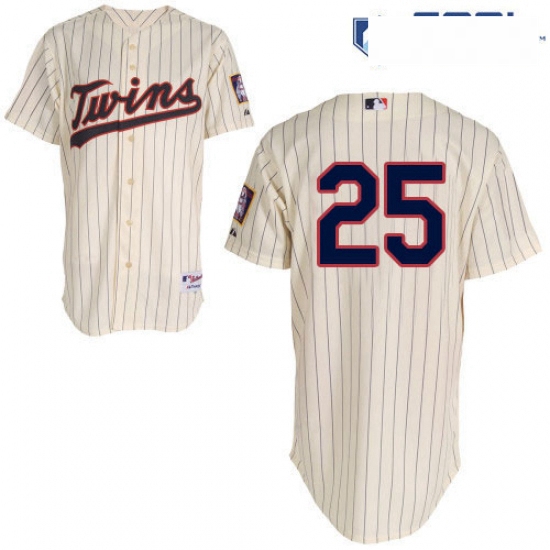 Womens Majestic Minnesota Twins 25 Byron Buxton Replica Cream Alternate Cool Base MLB Jersey