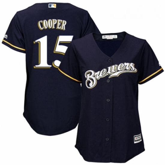 Womens Majestic Milwaukee Brewers 15 Cecil Cooper Authentic White Alternate Cool Base MLB Jersey