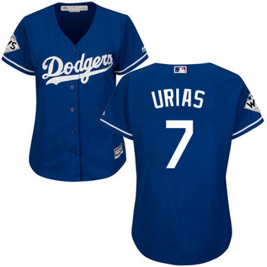 Womens Majestic Los Angeles Dodgers 7 Julio Urias Authentic Royal Blue Alternate 2017 World Series B