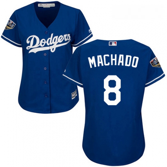 Womens Majestic Los Angeles Dodgers 8 Manny Machado Authentic Royal Blue Alternate Cool Base 2018 Wo