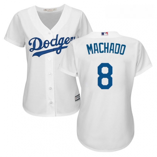 Womens Majestic Los Angeles Dodgers 8 Manny Machado Authentic White Home Cool Base MLB Jerse