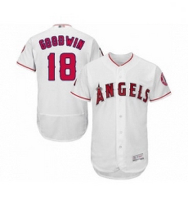 Mens Los Angeles Angels of Anaheim 18 Brian Goodwin White Home Flex Base Authentic Collection Baseba