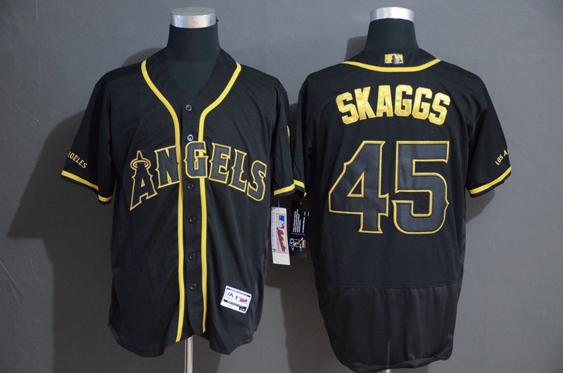 Angels 45 Tyler Skaggs Black Gold Flexbase Jersey