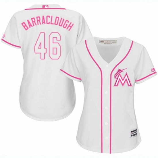 Womens Majestic Miami Marlins 46 Kyle Barraclough Authentic White Fashion Cool Base MLB Jersey