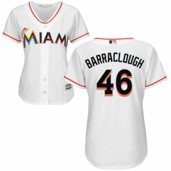 Womens Majestic Miami Marlins 46 Kyle Barraclough Authentic White Home Cool Base MLB Jersey