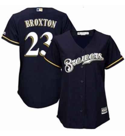 Womens Majestic Milwaukee Brewers 23 Keon Broxton Authentic White Alternate Cool Base MLB Jersey