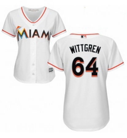 Womens Majestic Miami Marlins 64 Nick Wittgren Authentic White Home Cool Base MLB Jersey