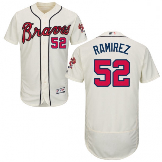 Mens Majestic Atlanta Braves 52 Jose Ramirez Cream Alternate Flex Base Authentic Collection MLB Jers