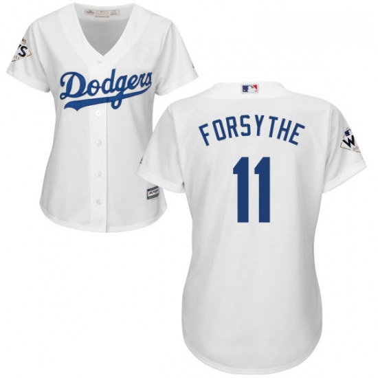 Womens Majestic Los Angeles Dodgers 11 Logan Forsythe Replica White Home 2017 World Series Bound Coo