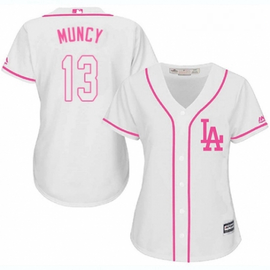 Womens Majestic Los Angeles Dodgers 13 Max Muncy Authentic White Fashion Cool Base MLB Jersey