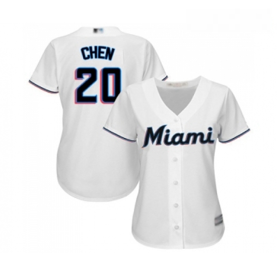 Womens Miami Marlins 20 Wei Yin Chen Replica White Home Cool Base Baseball Jersey