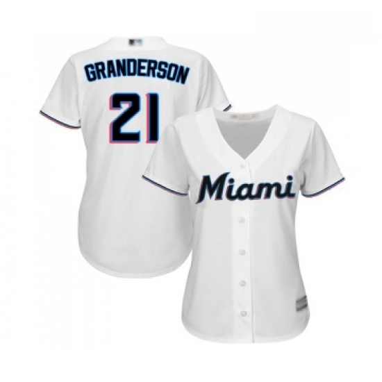 Womens Miami Marlins 21 Curtis Granderson Replica White Home Cool Base Baseball Jersey