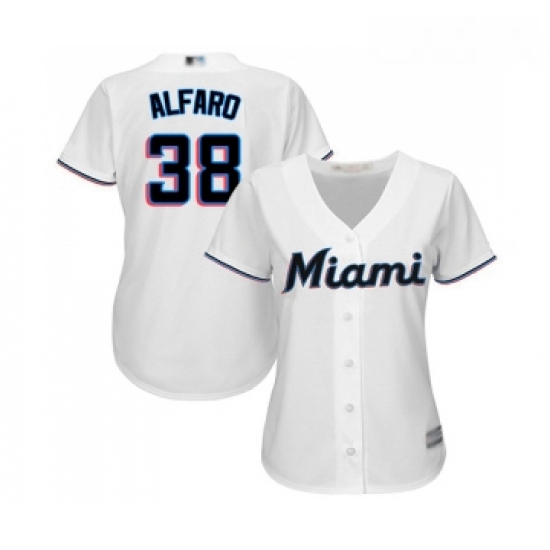 Womens Miami Marlins 38 Jorge Alfaro Replica White Home Cool Base Baseball Jersey