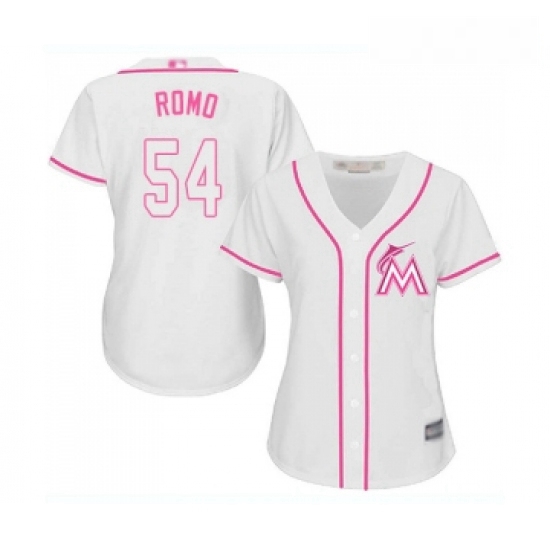 Womens Miami Marlins 54 Sergio Romo Replica White Fashion Cool Base Baseball Jersey