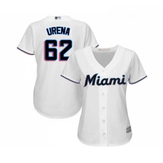 Womens Miami Marlins 62 Jose Urena Replica White Home Cool Base Baseball Jersey