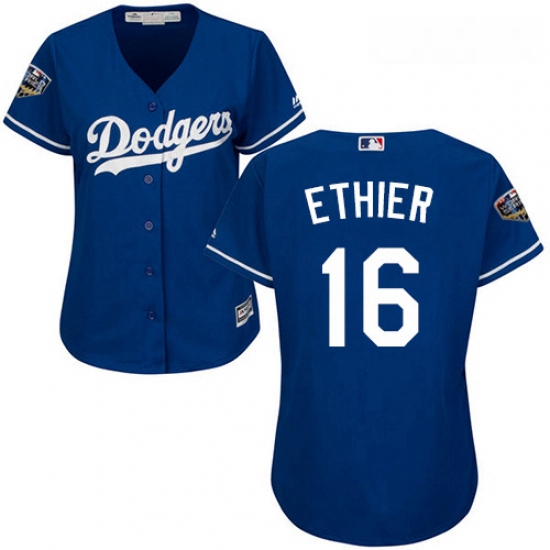 Womens Majestic Los Angeles Dodgers 16 Andre Ethier Authentic Royal Blue 2018 World Series MLB Jerse