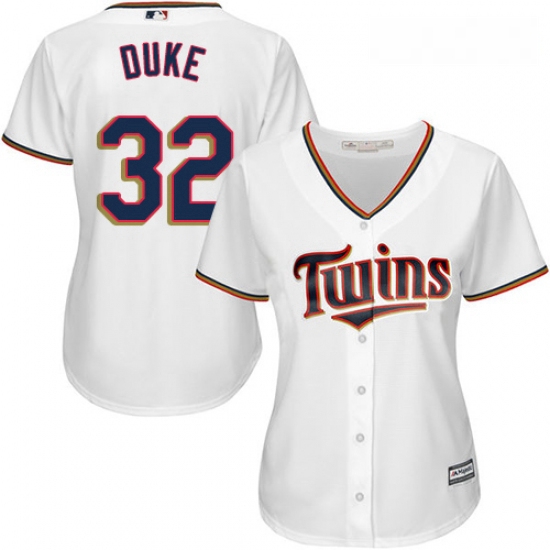 Womens Majestic Minnesota Twins 32 Zach Duke Authentic White Home Cool Base MLB Jersey