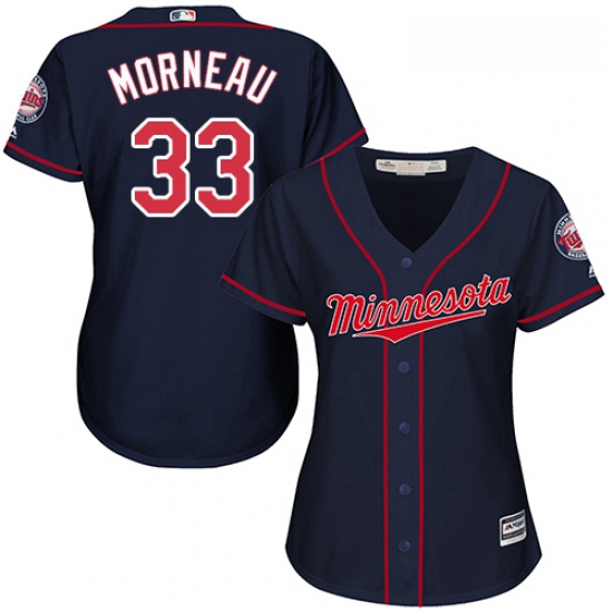 Womens Majestic Minnesota Twins 33 Justin Morneau Authentic Navy Blue Alternate Road Cool Base MLB J