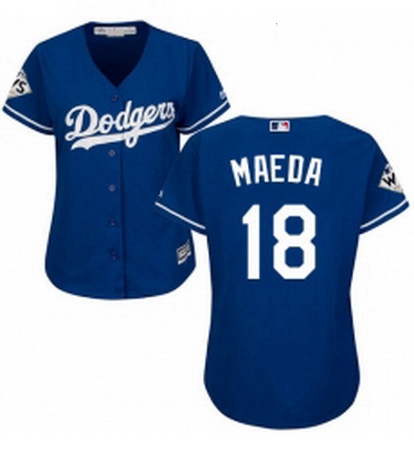 Womens Majestic Los Angeles Dodgers 18 Kenta Maeda Authentic Royal Blue Alternate 2017 World Series 