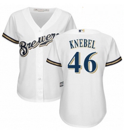 Womens Majestic Milwaukee Brewers 46 Corey Knebel Replica White Home Cool Base MLB Jersey